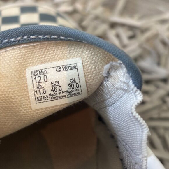 Vans Classic Slip-On Checkerboard Blue White Size 12 - Picture 8 of 8